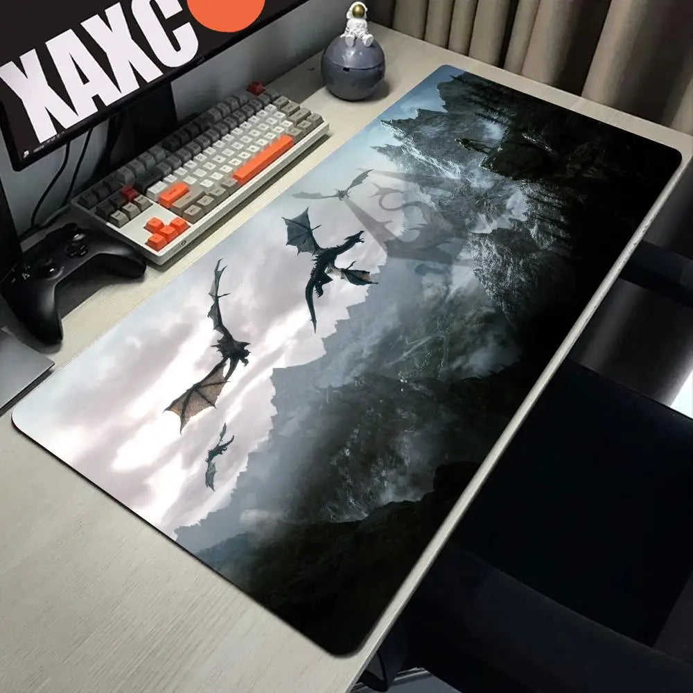 Skyrim Large Gaming Mouse Pad Computer Mousepad PC Gamer Laptop Mouse Mat Office Mausepad XXL Silicone Keyboard Mat Desk Pad