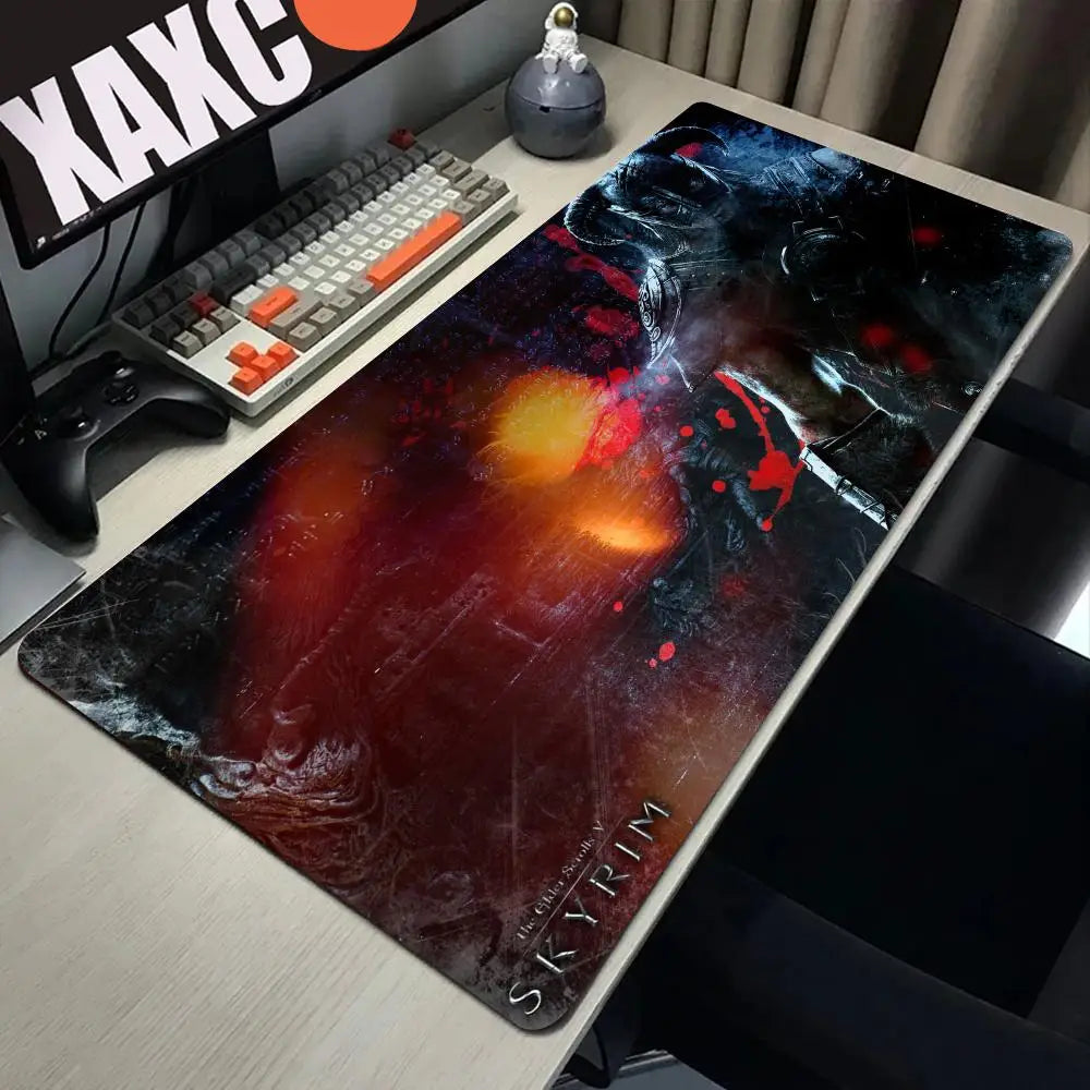 Skyrim Large Gaming Mouse Pad Computer Mousepad PC Gamer Laptop Mouse Mat Office Mausepad XXL Silicone Keyboard Mat Desk Pad