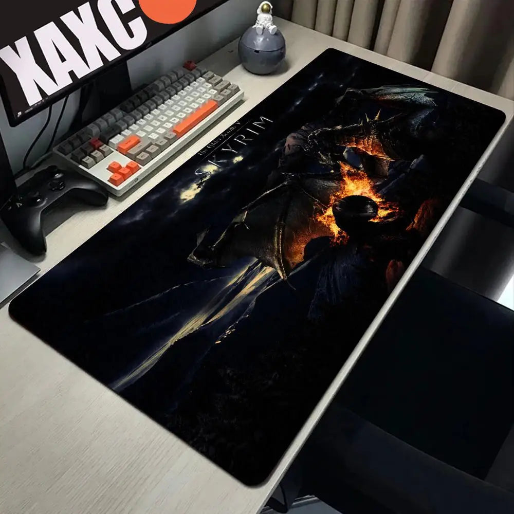 Skyrim Large Gaming Mouse Pad Computer Mousepad PC Gamer Laptop Mouse Mat Office Mausepad XXL Silicone Keyboard Mat Desk Pad