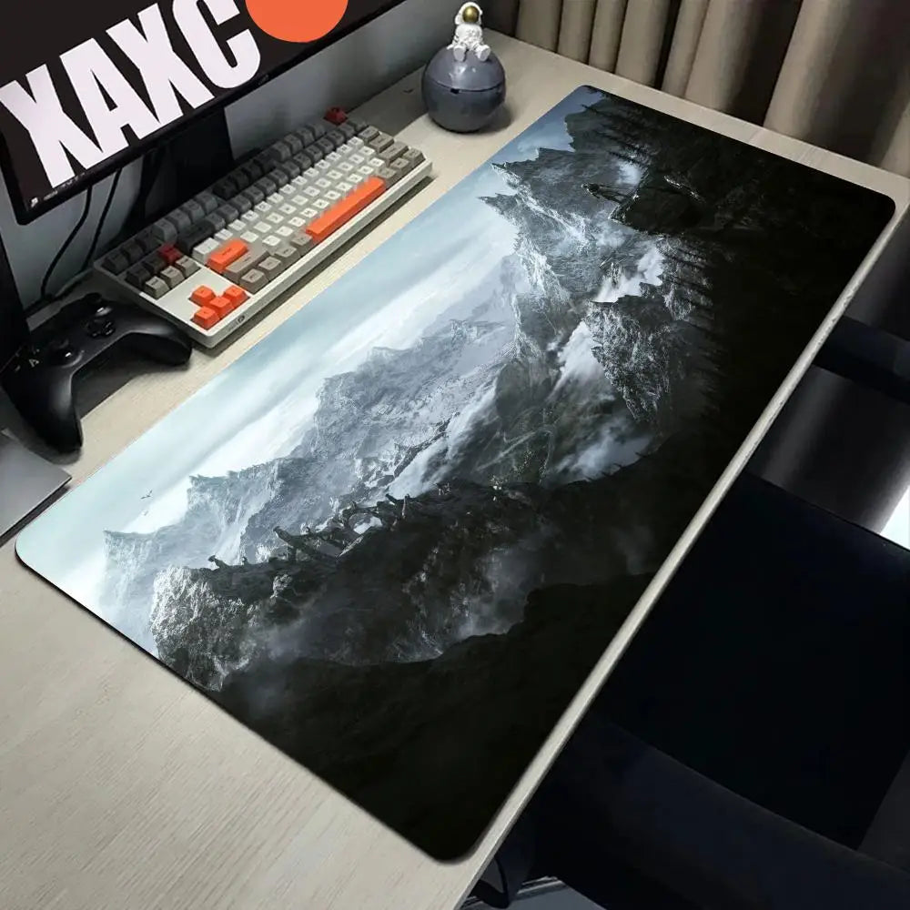 Skyrim Large Gaming Mouse Pad Computer Mousepad PC Gamer Laptop Mouse Mat Office Mausepad XXL Silicone Keyboard Mat Desk Pad