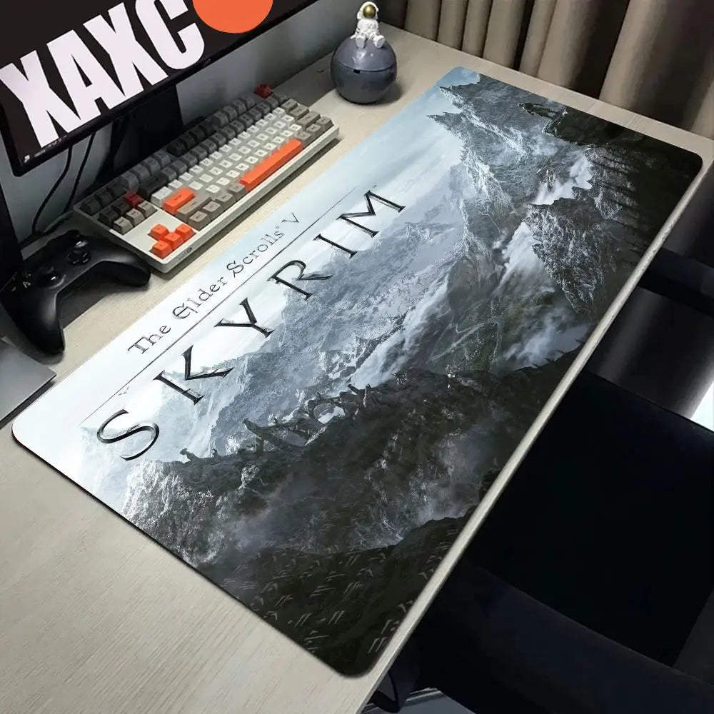 Skyrim Large Gaming Mouse Pad Computer Mousepad PC Gamer Laptop Mouse Mat Office Mausepad XXL Silicone Keyboard Mat Desk Pad
