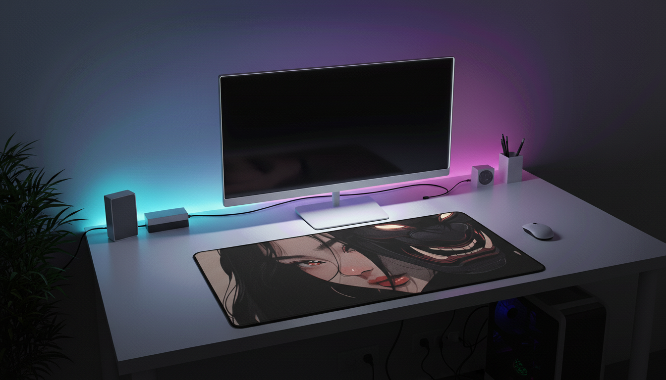 40x90cm Gaming Samurai Oni Mouse Pad Japan Mask Girl Deskmat Large Gamer Professional Premium Mousepad Speed Control Accessories