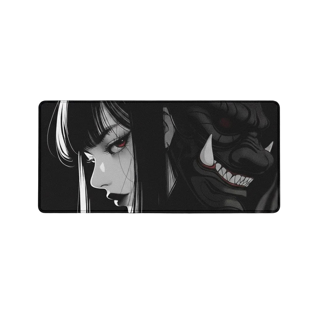 40x90cm Gaming Samurai Oni Mouse Pad Japan Mask Girl Deskmat Large Gamer Professional Premium Mousepad Speed Control Accessories