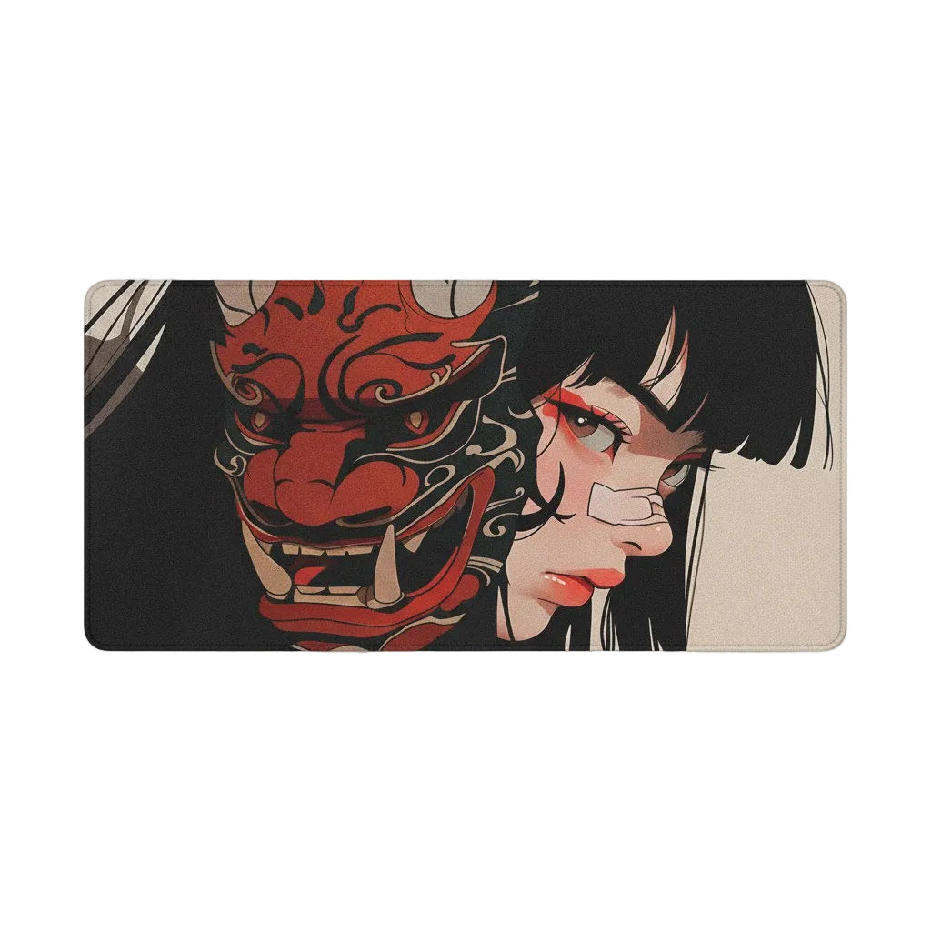 40x90cm Gaming Samurai Oni Mouse Pad Japan Mask Girl Deskmat Large Gamer Professional Premium Mousepad Speed Control Accessories