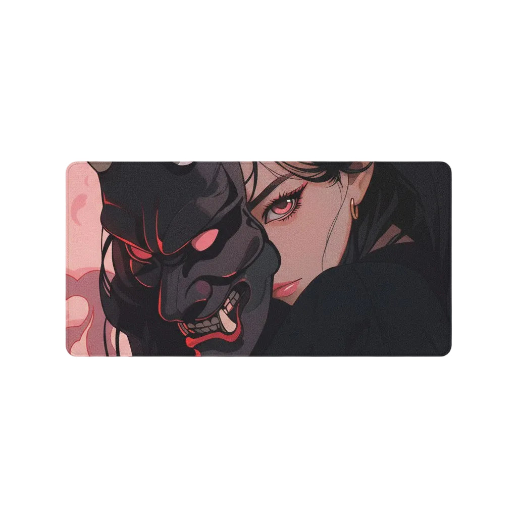 40x90cm Gaming Samurai Oni Mouse Pad Japan Mask Girl Deskmat Large Gamer Professional Premium Mousepad Speed Control Accessories