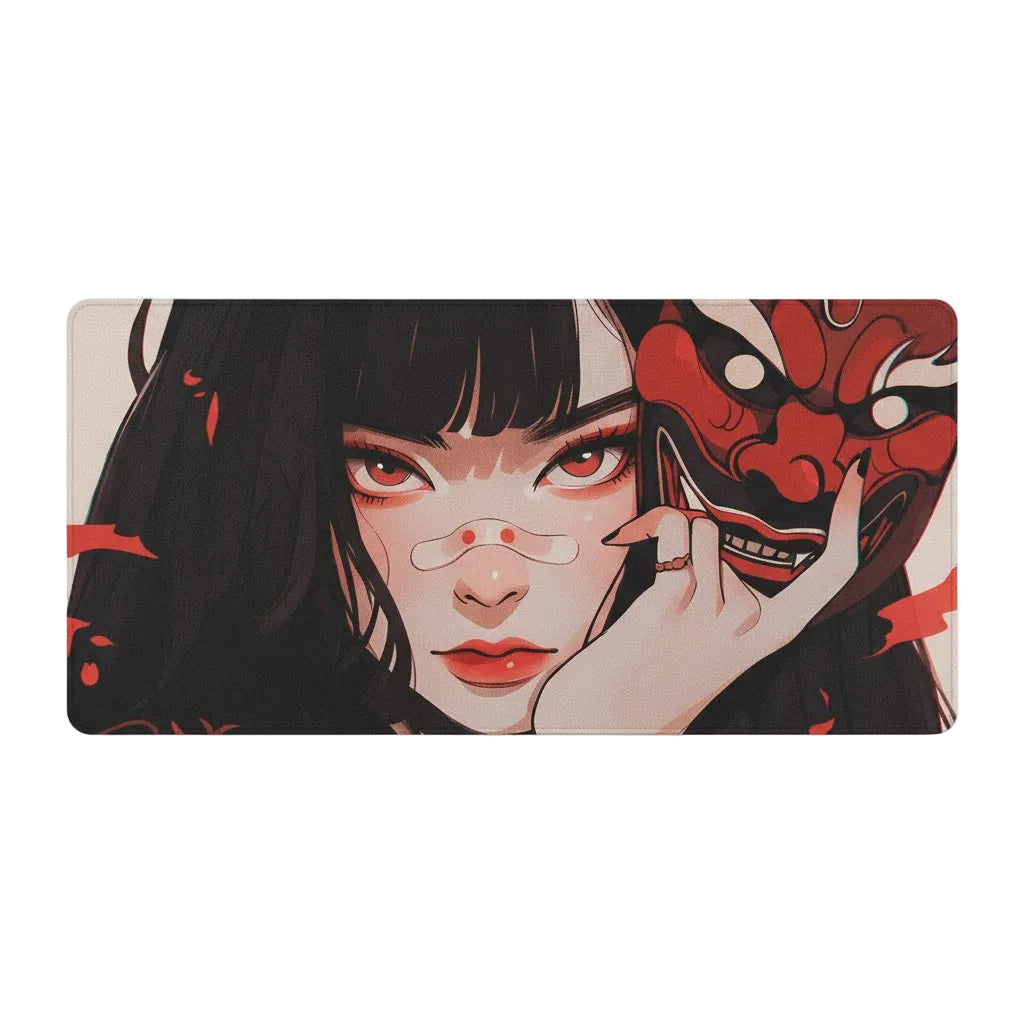 40x90cm Gaming Samurai Oni Mouse Pad Japan Mask Girl Deskmat Large Gamer Professional Premium Mousepad Speed Control Accessories