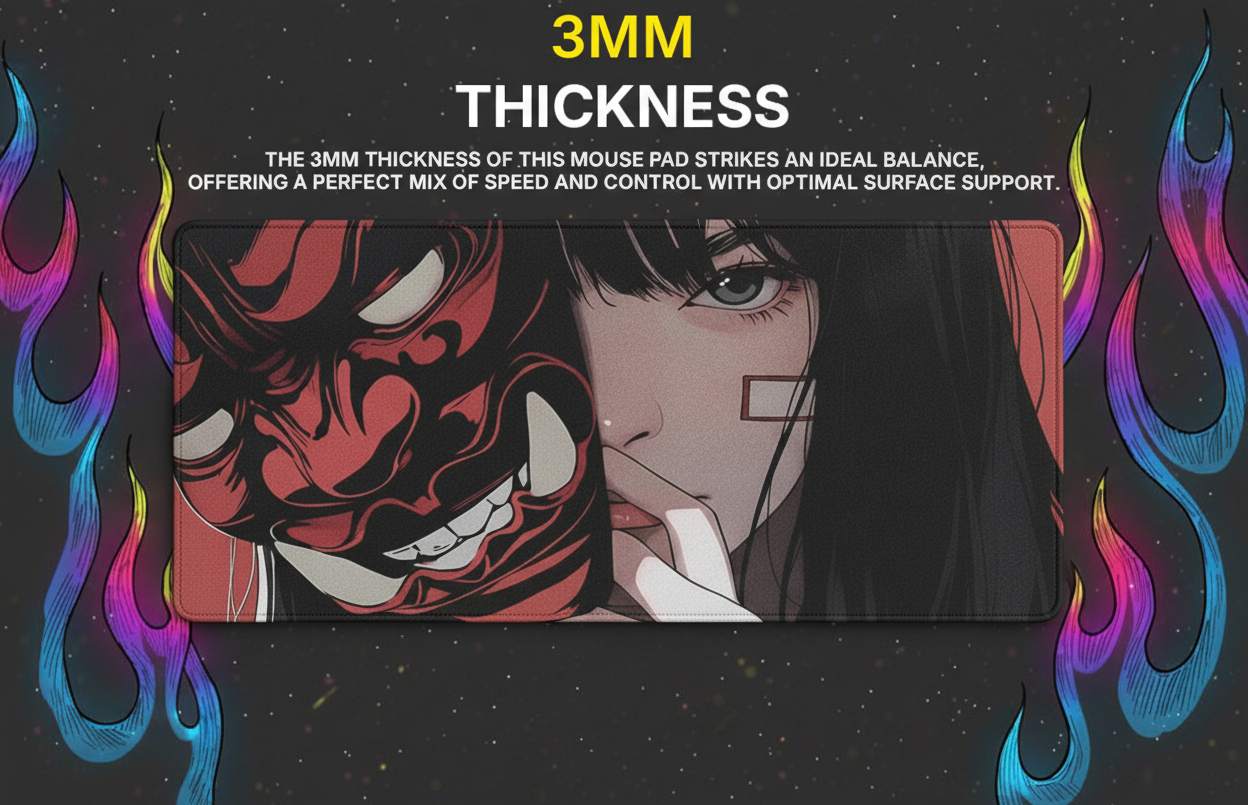 40x90cm Gaming Samurai Oni Mouse Pad Japan Mask Girl Deskmat Large Gamer Professional Premium Mousepad Speed Control Accessories