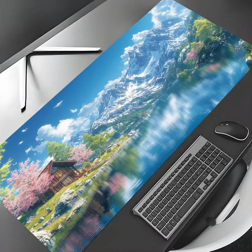 Summer scenery and orange cat Mouse Pad Desk Mat Gaming mat gamer pc accessories rubber anti-slip keypad expansion mousepad