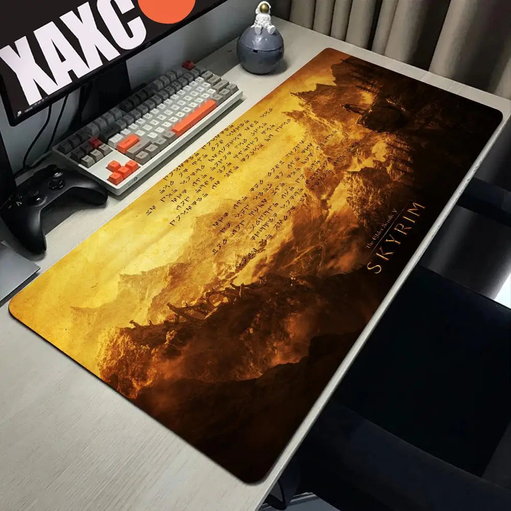 Skyrim Large Gaming Mouse Pad Computer Mousepad PC Gamer Laptop Mouse Mat Office Mausepad XXL Silicone Keyboard Mat Desk Pad