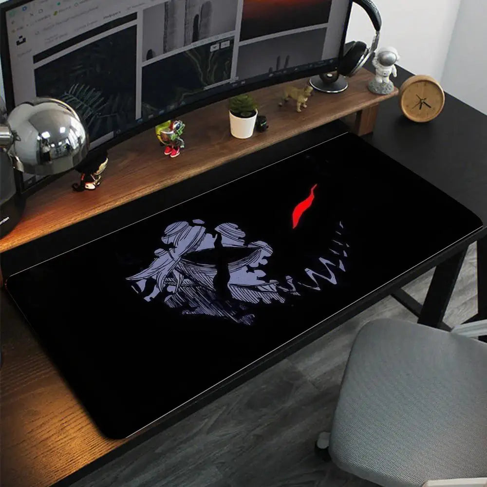 Black Mouse Pad  large mousemat computer gamer office stitched edge keyboard desk mat washable non-slip