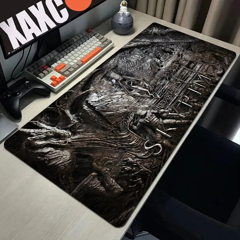 Skyrim Large Gaming Mouse Pad Computer Mousepad PC Gamer Laptop Mouse Mat Office Mausepad XXL Silicone Keyboard Mat Desk Pad
