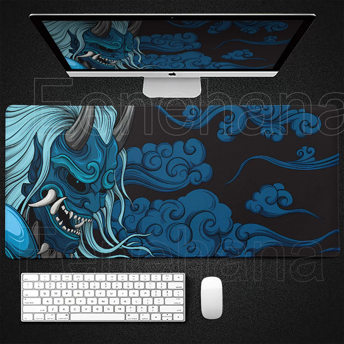 Black Ghost Face Non-slip Mouse Pad Gamer Desk Mat HD Print Japanese Samurai Devil Mask PC Gaming Accessories Computer Table Pad
