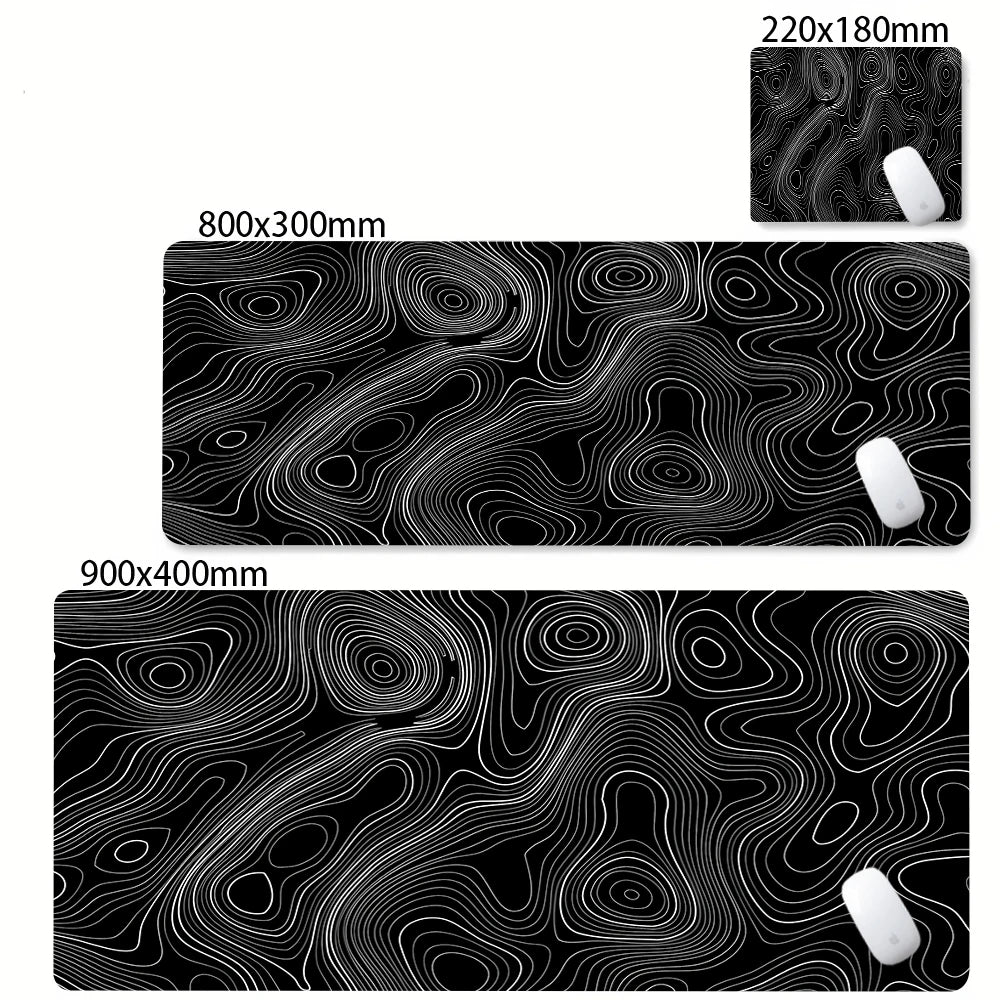 XXL Desk Mat Black And White Strata Liquid Mousepad Large Abstract Mouse Pad Gaming Deskmat With Lockedge Office Non-slip Carpet