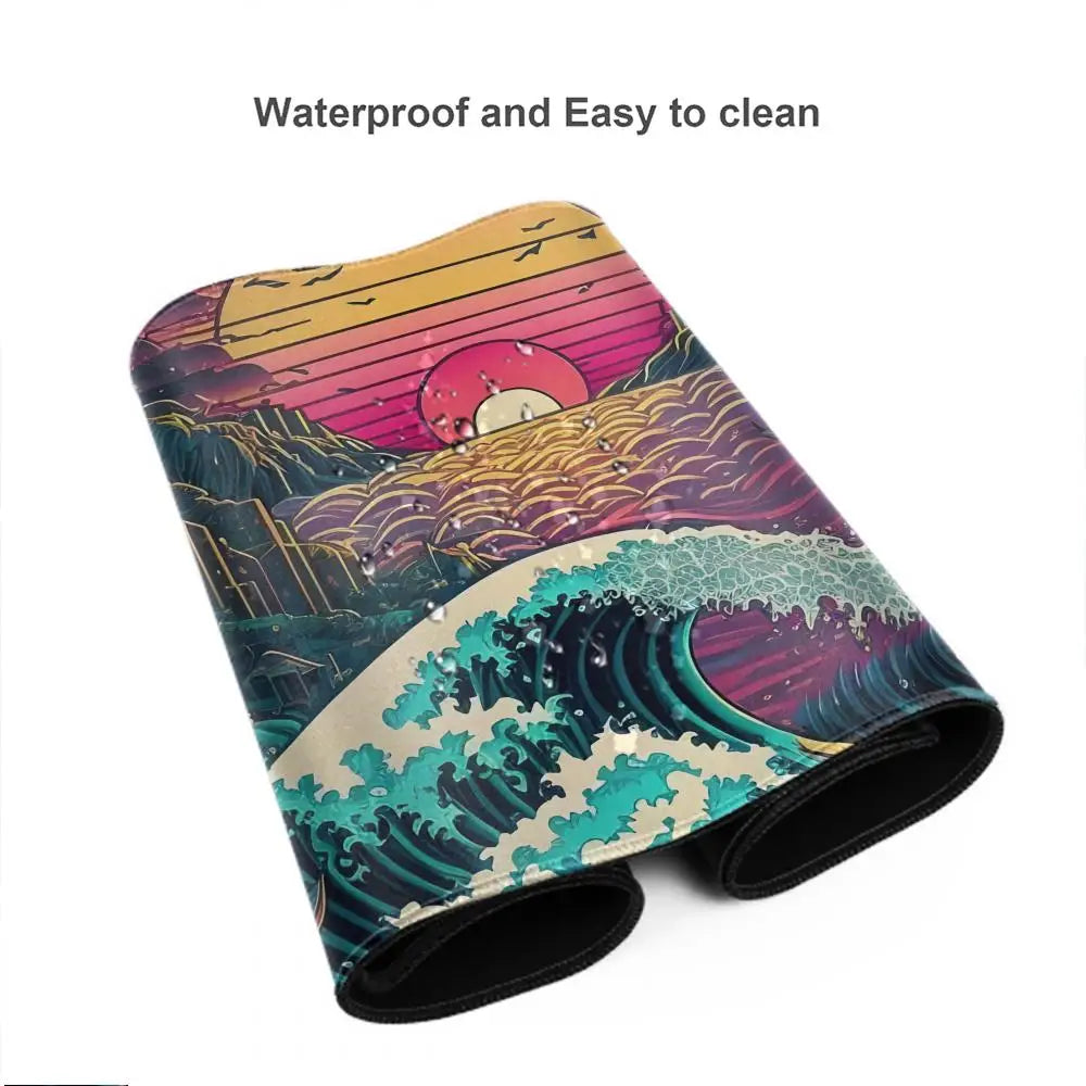 The Great Wave Off Kanagawa Black Gaming Mouse Pad Cushions Non-slip Pad Pad on The Table Carpet Gamepad Desk Gadget Mouse Mat