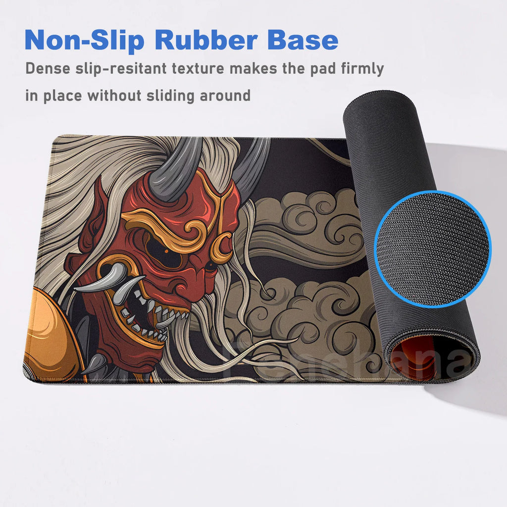 Black Ghost Face Non-slip Mouse Pad Gamer Desk Mat HD Print Japanese Samurai Devil Mask PC Gaming Accessories Computer Table Pad