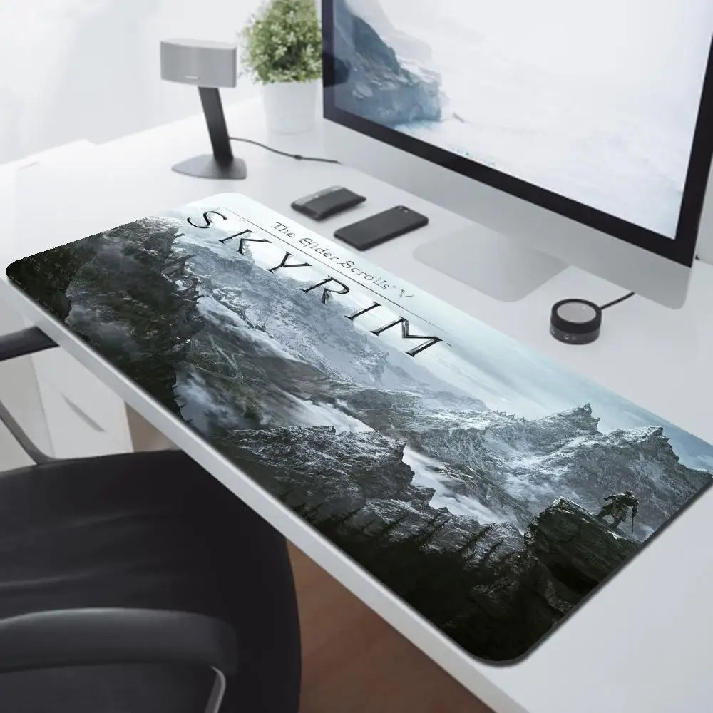 Skyrim Large Gaming Mouse Pad Computer Mousepad PC Gamer Laptop Mouse Mat Office Mausepad XXL Silicone Keyboard Mat Desk Pad