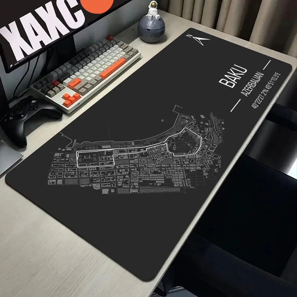 Formula 1 Racing Circuit Mouse Pad Desk Mouse Pad Cute HD Desk Pad Extended Gaming Keyboard Mats Large XXL Gamer Mousepad 90x40