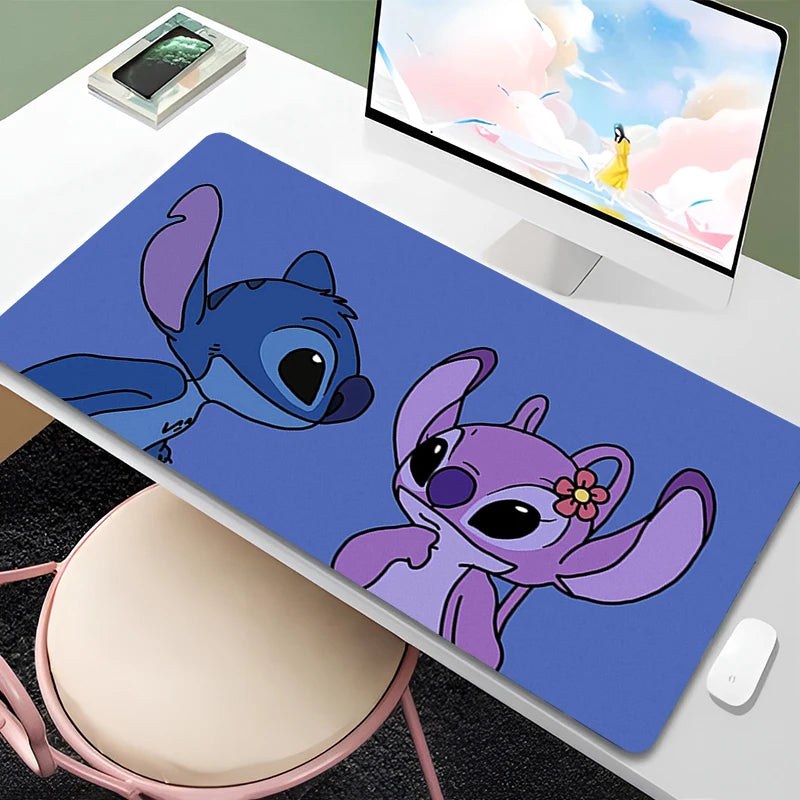 Mouse Pad Anime Green Plants Kawaii Mousepad PC Cartoon Stitch HD Print XXL Desk Mat Laptop Cute Gaming Accessories Keyboard Pad