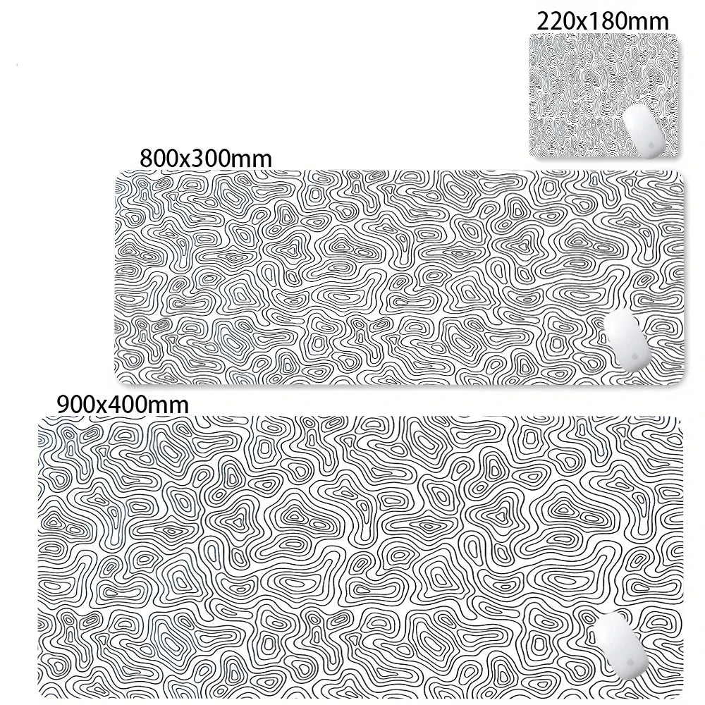 XXL Desk Mat Black And White Strata Liquid Mousepad Large Abstract Mouse Pad Gaming Deskmat With Lockedge Office Non-slip Carpet