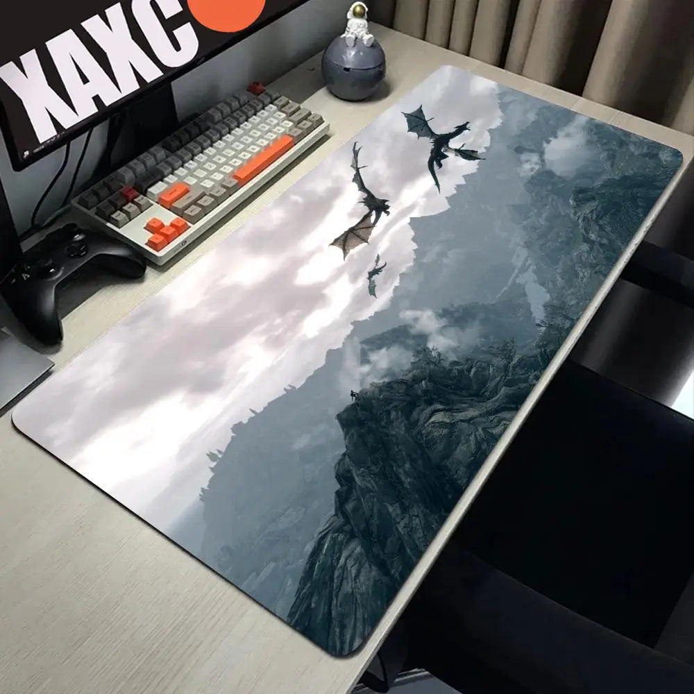 Skyrim Large Gaming Mouse Pad Computer Mousepad PC Gamer Laptop Mouse Mat Office Mausepad XXL Silicone Keyboard Mat Desk Pad