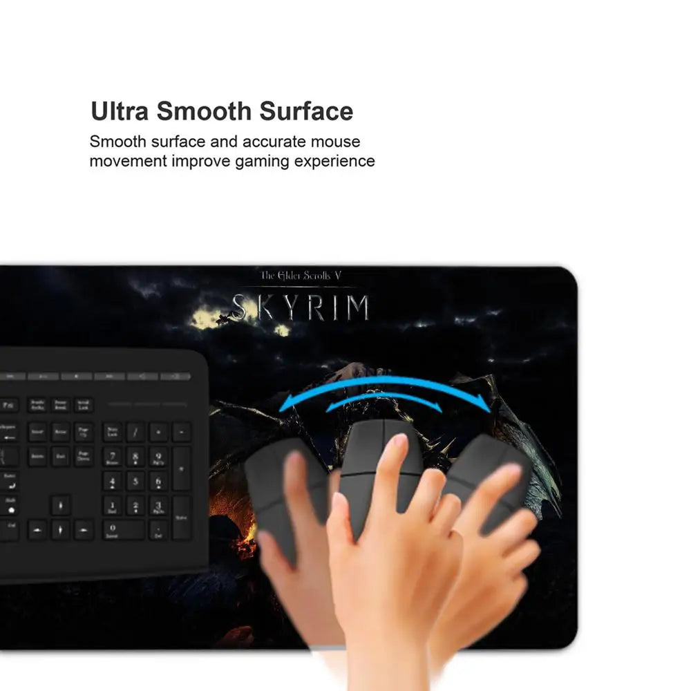 Skyrim Large Gaming Mouse Pad Computer Mousepad PC Gamer Laptop Mouse Mat Office Mausepad XXL Silicone Keyboard Mat Desk Pad