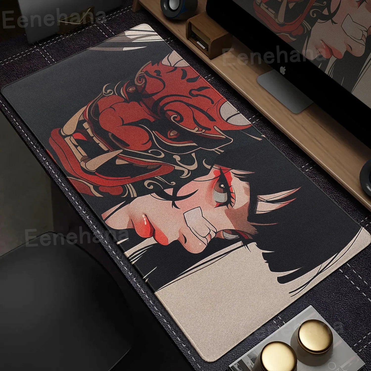 ftvae Devil Mask Rubber Mousepad Anime Goth Girls Gaming Mouse Mat Gamer Locking Edge Computer Mouse Pad Big Office HD Print Des
