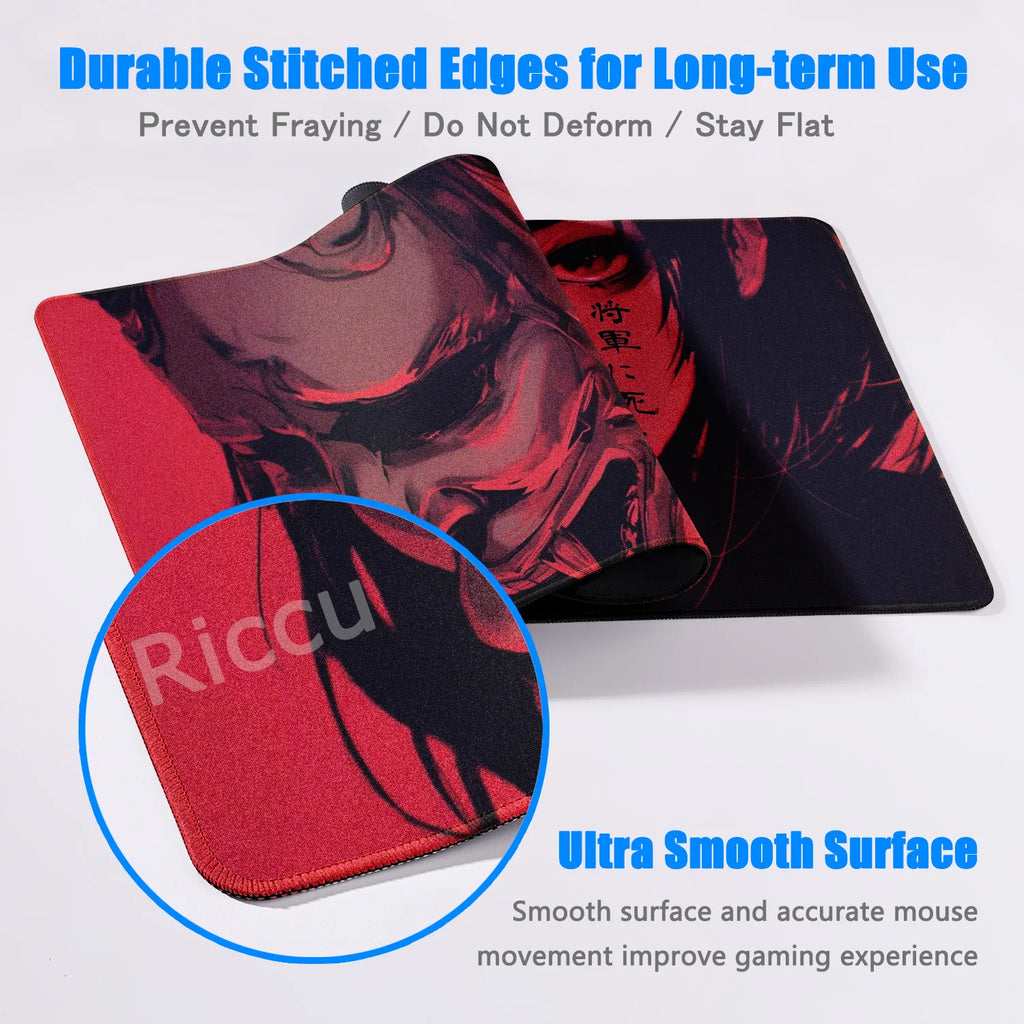 40x90cm Gaming Samurai Oni Mouse Pad Japan Mask Girl Deskmat Large Gamer Professional Premium Mousepad Speed Control Accessories