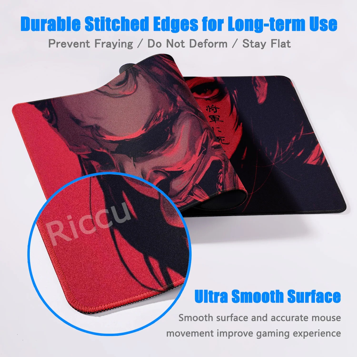 40x90cm Gaming Samurai Oni Mouse Pad Japan Mask Girl Deskmat Large Gamer Professional Premium Mousepad Speed Control Accessories