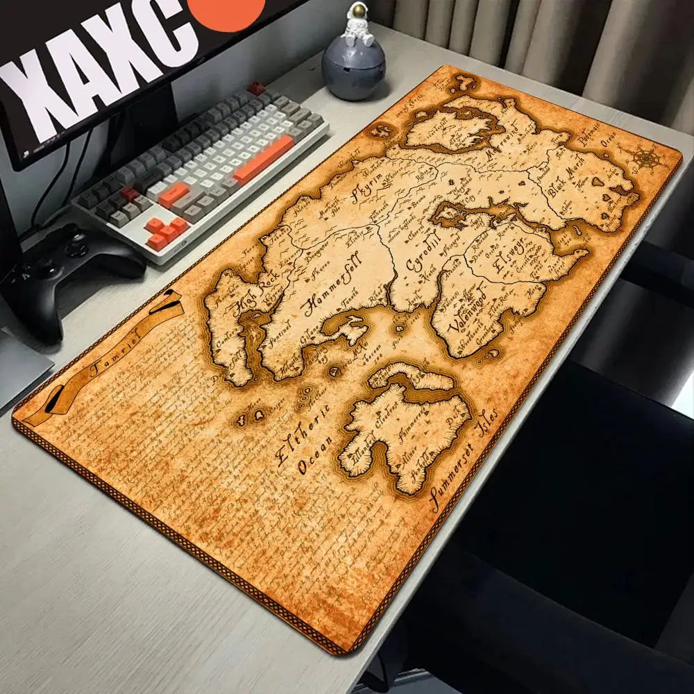 Skyrim Large Gaming Mouse Pad Computer Mousepad PC Gamer Laptop Mouse Mat Office Mausepad XXL Silicone Keyboard Mat Desk Pad