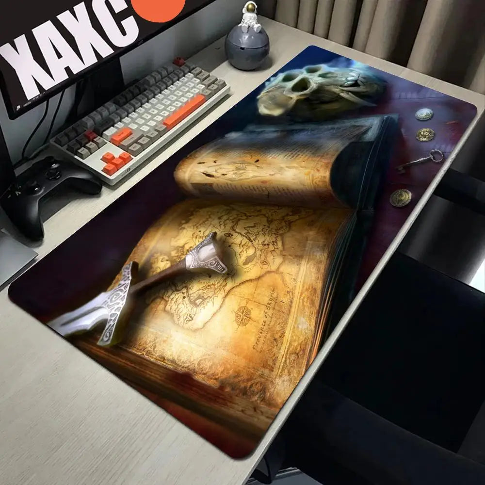 Skyrim Large Gaming Mouse Pad Computer Mousepad PC Gamer Laptop Mouse Mat Office Mausepad XXL Silicone Keyboard Mat Desk Pad
