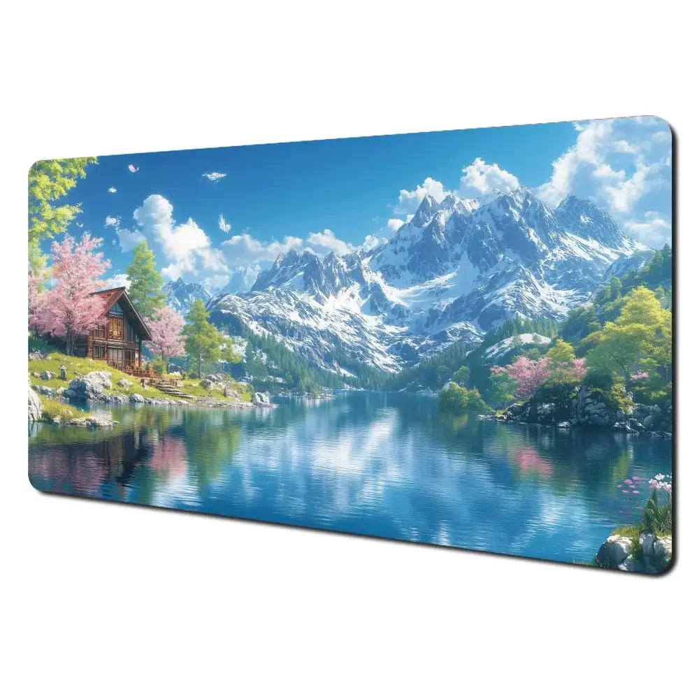 Summer scenery and orange cat Mouse Pad Desk Mat Gaming mat gamer pc accessories rubber anti-slip keypad expansion mousepad