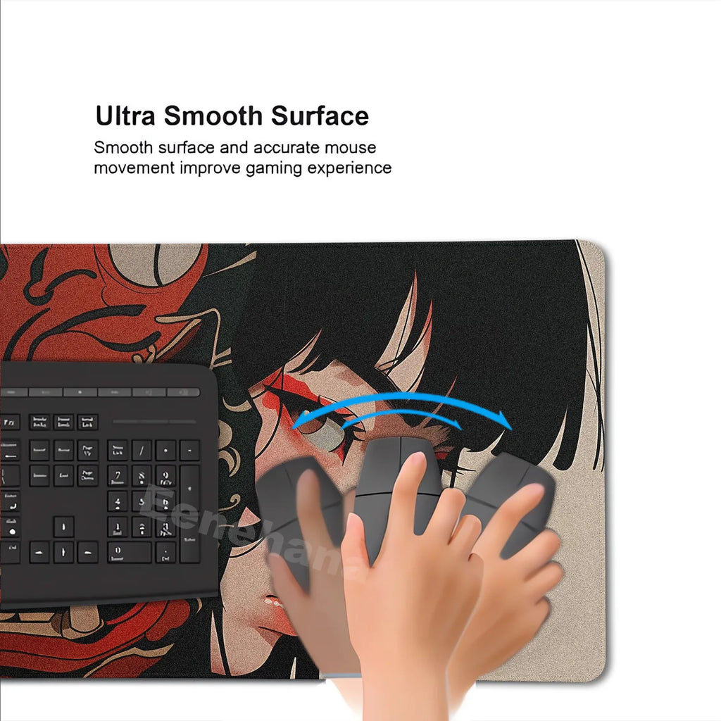 ftvae Devil Mask Rubber Mousepad Anime Goth Girls Gaming Mouse Mat Gamer Locking Edge Computer Mouse Pad Big Office HD Print Des
