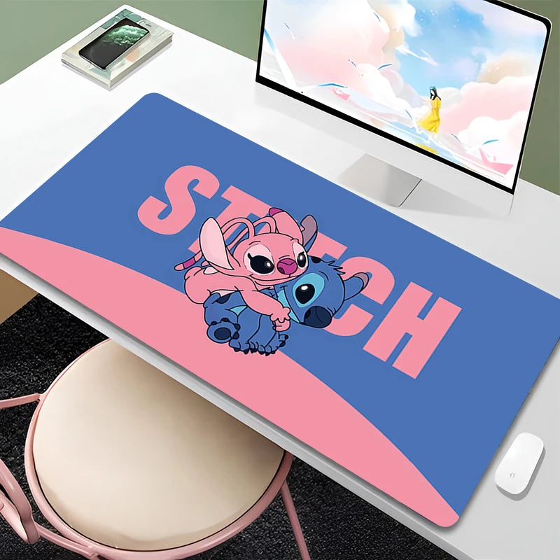 Mouse Pad Anime Green Plants Kawaii Mousepad PC Cartoon Stitch HD Print XXL Desk Mat Laptop Cute Gaming Accessories Keyboard Pad