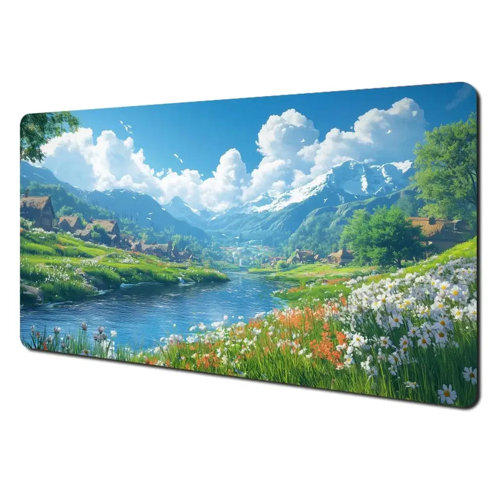 Summer scenery and orange cat Mouse Pad Desk Mat Gaming mat gamer pc accessories rubber anti-slip keypad expansion mousepad