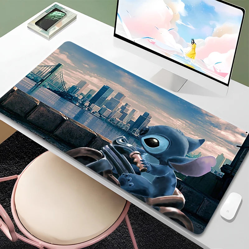 Mouse Pad Anime Green Plants Kawaii Mousepad PC Cartoon Stitch HD Print XXL Desk Mat Laptop Cute Gaming Accessories Keyboard Pad