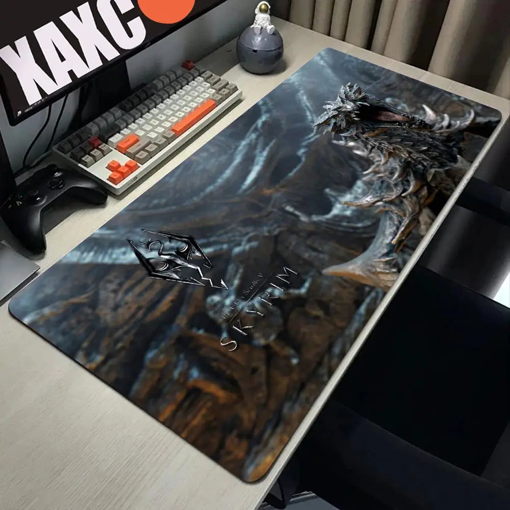 Skyrim Large Gaming Mouse Pad Computer Mousepad PC Gamer Laptop Mouse Mat Office Mausepad XXL Silicone Keyboard Mat Desk Pad