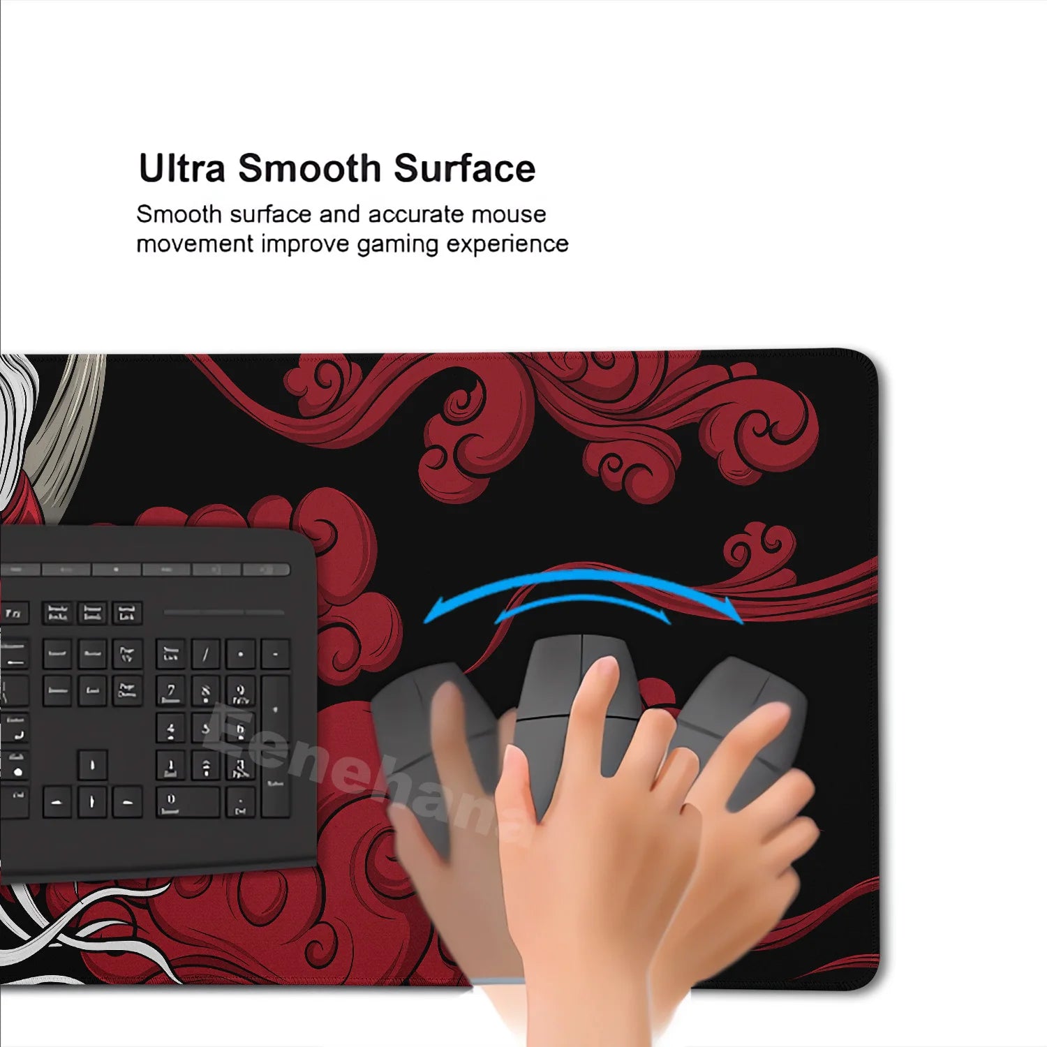 Black Ghost Face Non-slip Mouse Pad Gamer Desk Mat HD Print Japanese Samurai Devil Mask PC Gaming Accessories Computer Table Pad