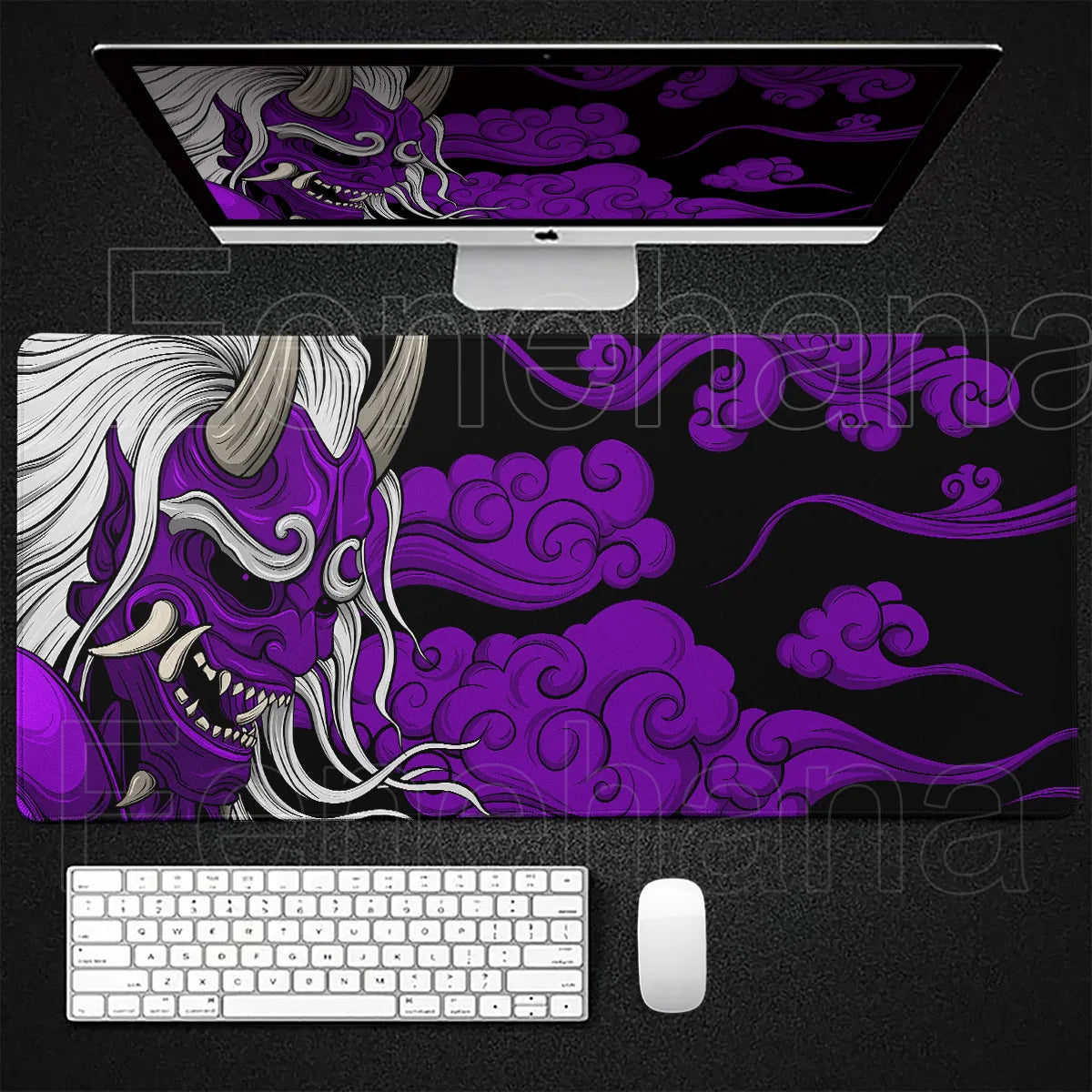 Black Ghost Face Non-slip Mouse Pad Gamer Desk Mat HD Print Japanese Samurai Devil Mask PC Gaming Accessories Computer Table Pad