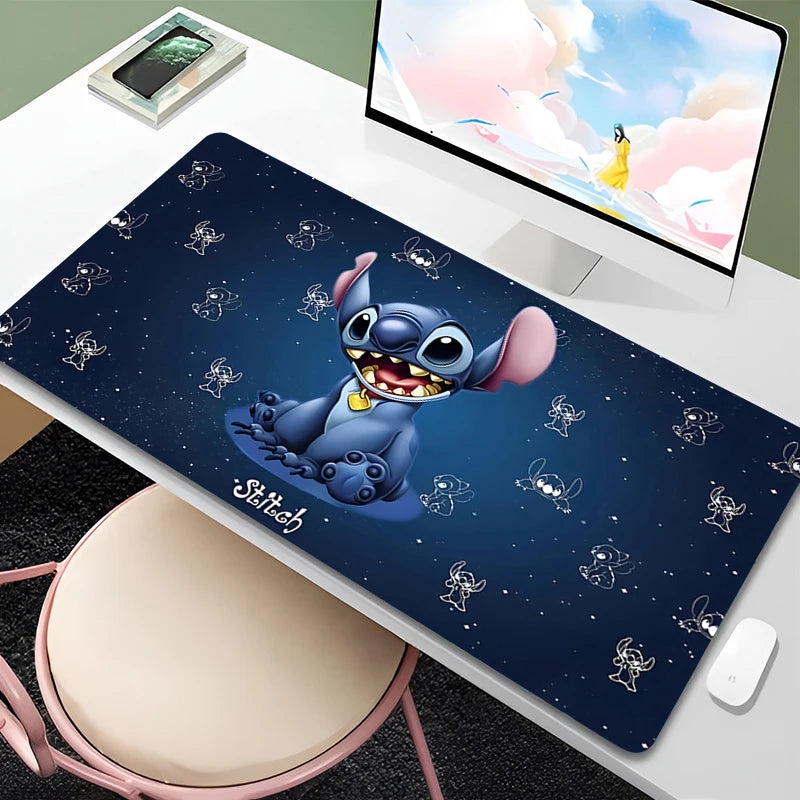 Mouse Pad Anime Green Plants Kawaii Mousepad PC Cartoon Stitch HD Print XXL Desk Mat Laptop Cute Gaming Accessories Keyboard Pad