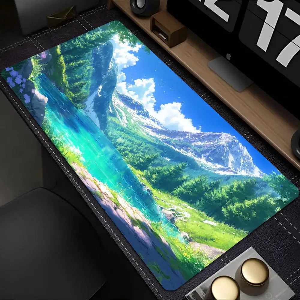 Summer scenery and orange cat Mouse Pad Desk Mat Gaming mat gamer pc accessories rubber anti-slip keypad expansion mousepad