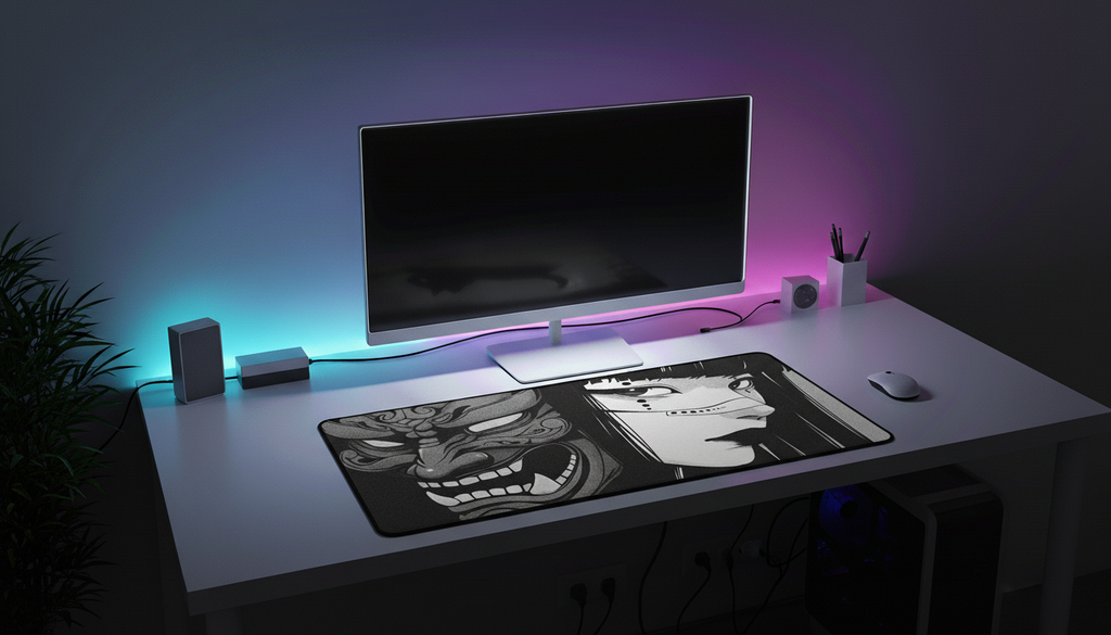 40x90cm Gaming Samurai Oni Mouse Pad Japan Mask Girl Deskmat Large Gamer Professional Premium Mousepad Speed Control Accessories