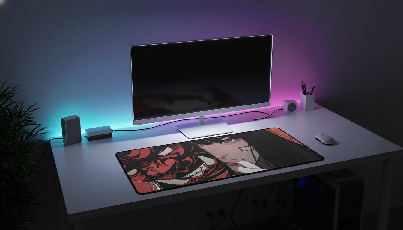 40x90cm Gaming Samurai Oni Mouse Pad Japan Mask Girl Deskmat Large Gamer Professional Premium Mousepad Speed Control Accessories