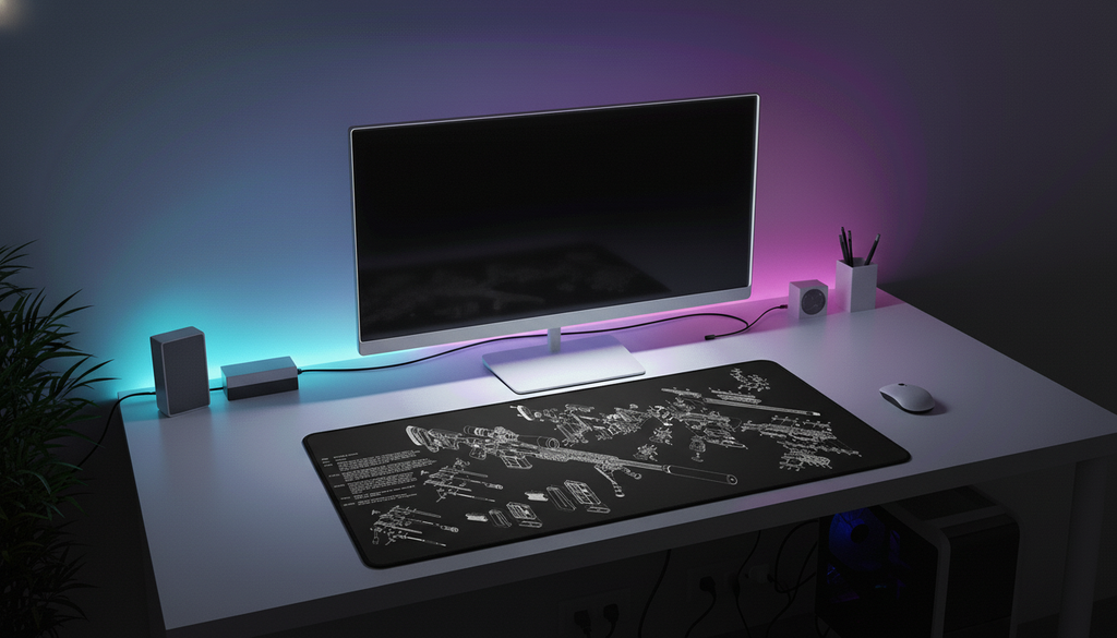 Black and White Guns Gaming Mouse Pad Large Non-slip Rubber Base Seamed Edge 900x400 PC Tablet Mat Mousepad Gamer Office Carpet