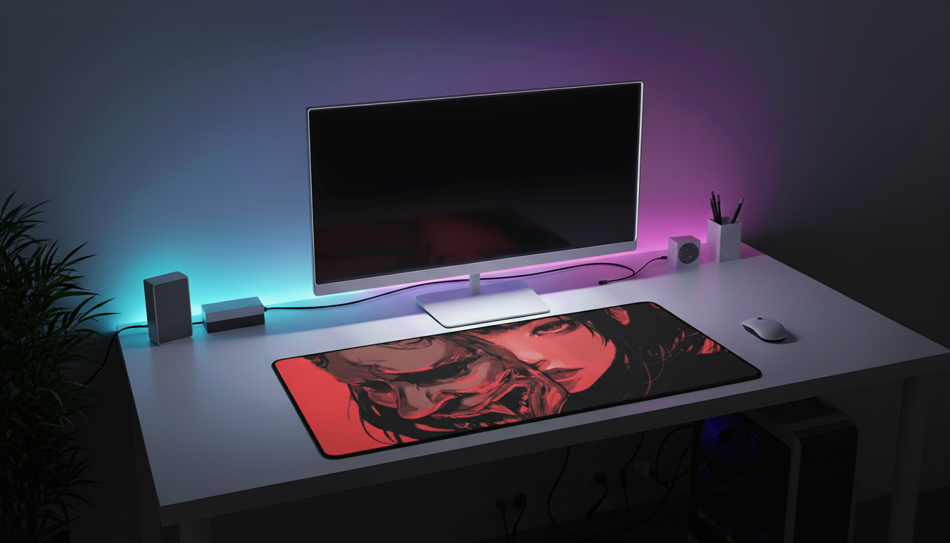 40x90cm Gaming Samurai Oni Mouse Pad Japan Mask Girl Deskmat Large Gamer Professional Premium Mousepad Speed Control Accessories