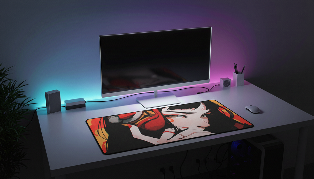 40x90cm Gaming Samurai Oni Mouse Pad Japan Mask Girl Deskmat Large Gamer Professional Premium Mousepad Speed Control Accessories