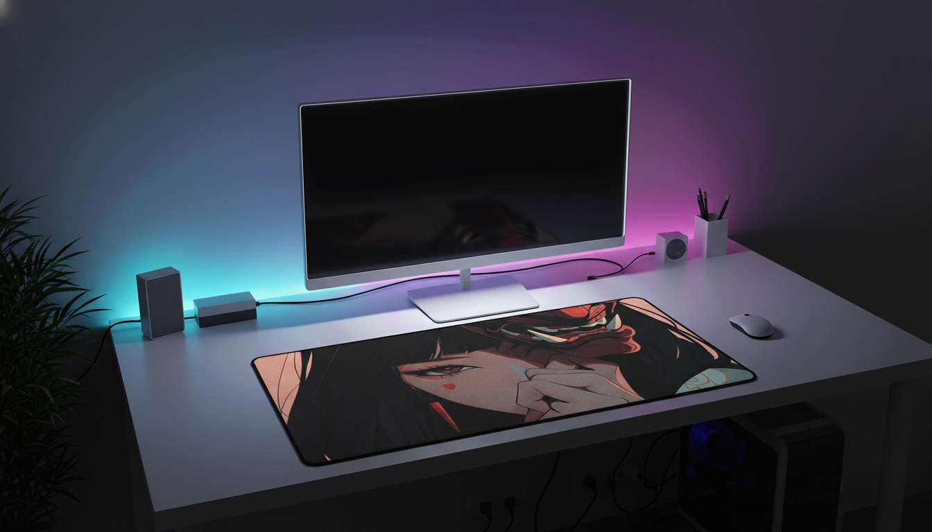 40x90cm Gaming Samurai Oni Mouse Pad Japan Mask Girl Deskmat Large Gamer Professional Premium Mousepad Speed Control Accessories