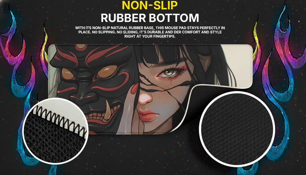 40x90cm Gaming Samurai Oni Mouse Pad Japan Mask Girl Deskmat Large Gamer Professional Premium Mousepad Speed Control Accessories