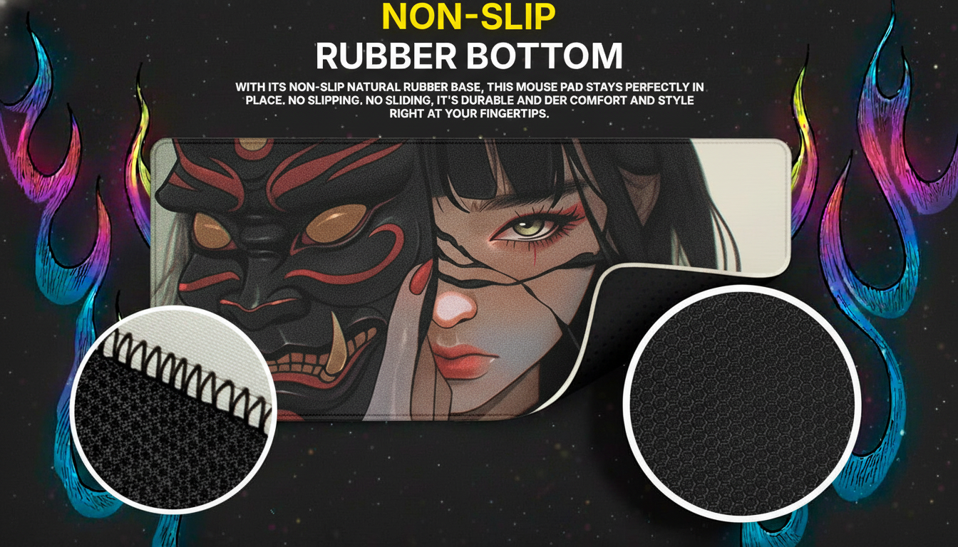 40x90cm Gaming Samurai Oni Mouse Pad Japan Mask Girl Deskmat Large Gamer Professional Premium Mousepad Speed Control Accessories