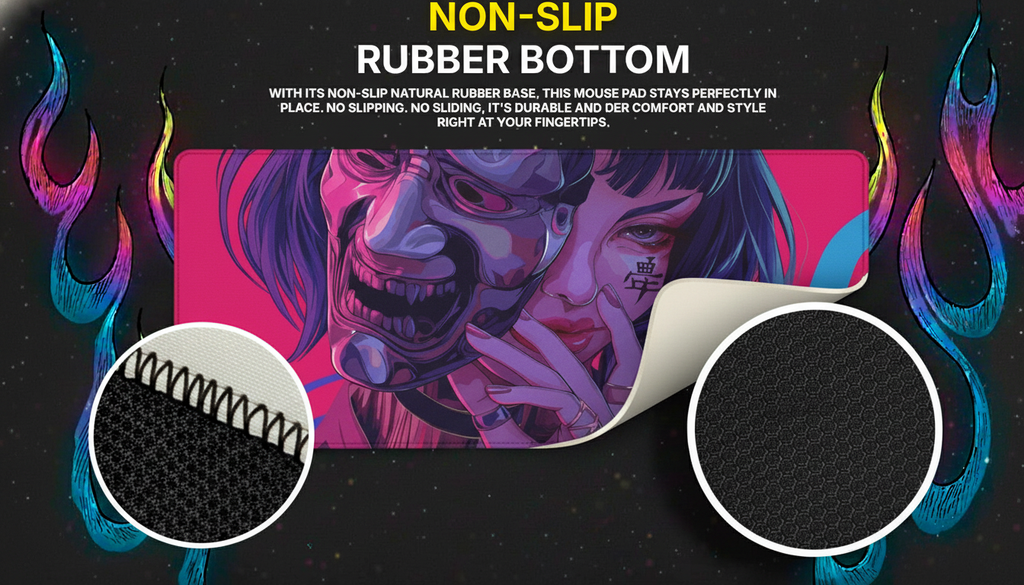 40x90cm Gaming Samurai Oni Mouse Pad Japan Mask Girl Deskmat Large Gamer Professional Premium Mousepad Speed Control Accessories