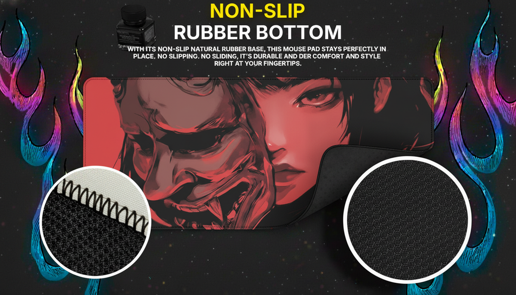40x90cm Gaming Samurai Oni Mouse Pad Japan Mask Girl Deskmat Large Gamer Professional Premium Mousepad Speed Control Accessories